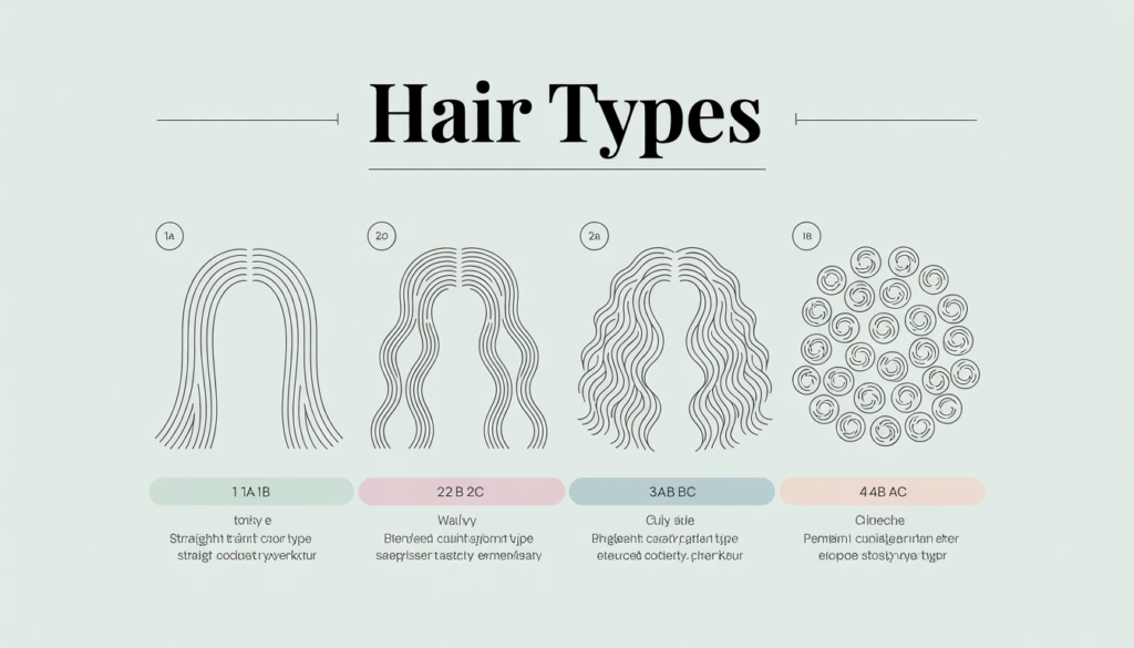 find your hair type chart showing straight wavy curly and coily hair textures